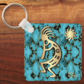 Gold Kokopelli-Sleutelhanger voor het afspelen van Sleutelhanger (Voorkant)