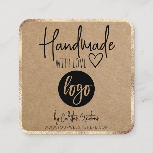 Gold Kraft Handmade with Love Etsy Home Crafter Sq Vierkante Visitekaartje (Voorkant)