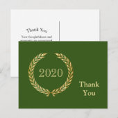 Gold Krans Afstuderen Bedankt Groen Briefkaart (Voorkant / Achterkant)
