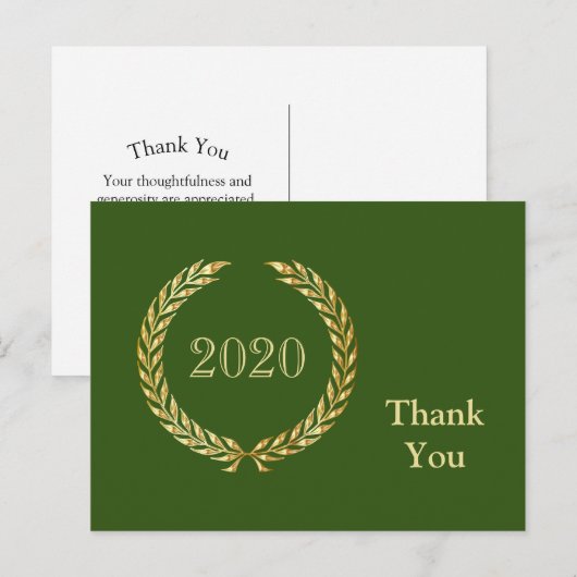 Gold Krans Afstuderen Bedankt Groen Briefkaart (Voorkant / Achterkant)