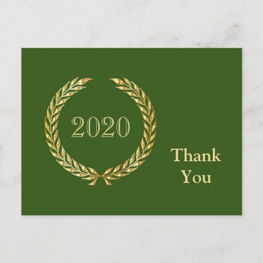 Gold Krans Afstuderen Bedankt Groen Briefkaart (Voorkant)