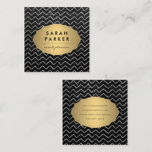 Gold Label met Chic Metallic Dot Chevron Pattern (Voorkant / Achterkant)