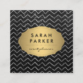 Gold Label met Chic Metallic Dot Chevron Pattern (Voorkant)