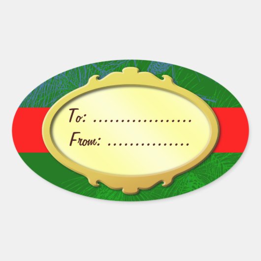 Gold Label Red Ribbon Custom Holiday Gift Labels (Voorkant)