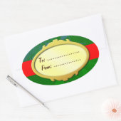 Gold Label Red Ribbon Custom Holiday Gift Labels (Envelop)