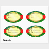 Gold Label Red Ribbon Custom Holiday Gift Labels (Vel)