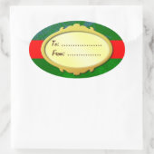 Gold Label Red Ribbon Custom Holiday Gift Labels (Tas)