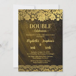 Gold Lace Adult Double Joint Verjaardagsfeest Kaart