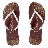 Gold Lace Auburn Brown Bridesmaid Weddenschap Teenslippers (Voetbed)