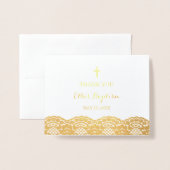 Gold Lace Baptism - Hartelijk dank Folie Kaarten (Voorkant met envelop)