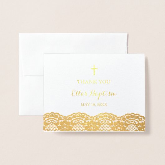 Gold Lace Baptism - Hartelijk dank Folie Kaarten (Voorkant met envelop)