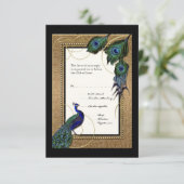 Gold & Lace Baroque formele bruiloft RSVP-respons RSVP Kaartje (Staand voorkant)