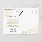 Gold Lace Black Wedding Save the Date Oval Photo Aankondigingskaart (Achterkant)