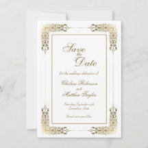 Gold Lace Border Wedding Sla de datum op