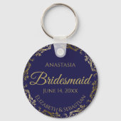 Gold Lace Bridesmaid Wedding Gift Navy Blue Sleutelhanger (Voorkant)
