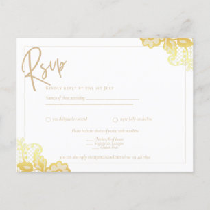GOLD LACE Budget All-in-1 Wedding IINVITE RSVP Briefkaart