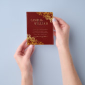 Gold Lace Burgundy Wedding Invtitions Flyer (Hand)