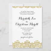 Gold Lace Calligraphy Wedding Invitation Kaart (Voorkant)