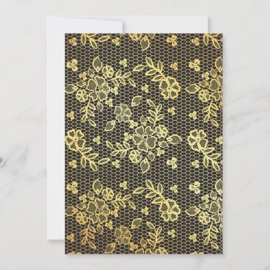 Gold Lace Calligraphy Wedding Invitation Kaart (Achterkant)