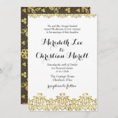 Gold Lace Calligraphy Wedding Invitation Kaart (Voorkant / Achterkant)