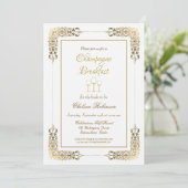Gold Lace Champagne Breakfast Vrijgezellenfeest Kaart (Staand voorkant)