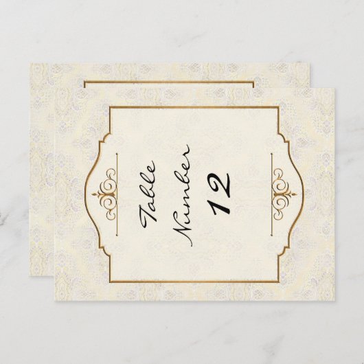 Gold & Lace Classic Elegant Wedding Invite Briefkaart (Voorkant / Achterkant)