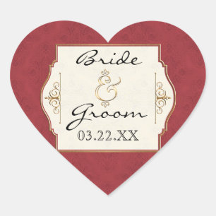 Gold & Lace Classic Elegant Wedding Invite Hart Sticker