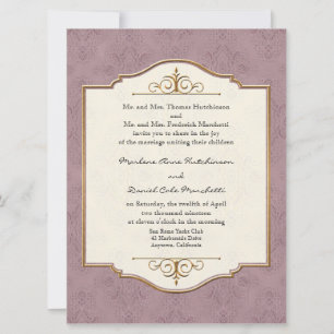 Gold & Lace Classic Elegant Wedding Invite Kaart