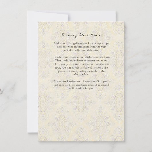 Gold & Lace Classic Elegant Wedding Invite Kaart (Achterkant)