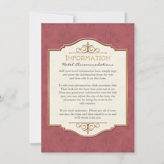 Gold & Lace Classic Elegant Wedding Invite Kaart (Voorkant)