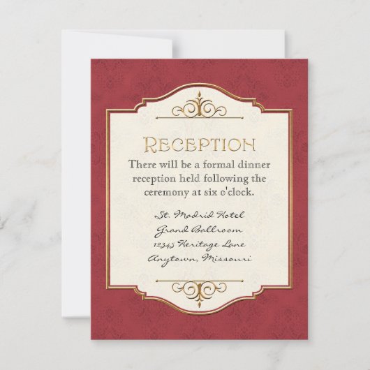 Gold & Lace Classic Elegant Wedding Invite Kaart (Voorkant)