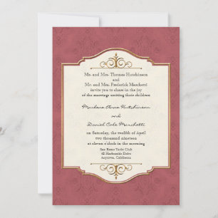 Gold & Lace Classic Elegant Wedding Invite Kaart