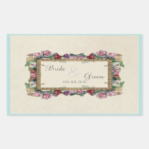 Gold & Lace Classic Elegant Wedding Invite Rechthoekige Sticker