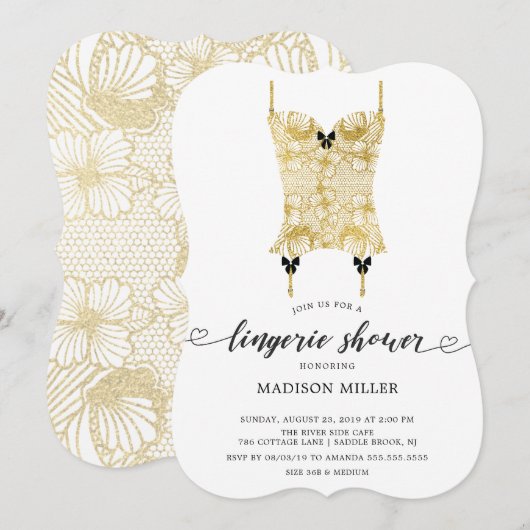 Gold Lace Corset Bridal Lingerie Shower Kaart (Voorkant / Achterkant)