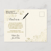 Gold Lace & Cream Wedding Save the Date Oval Photo Aankondigingskaart (Achterkant)