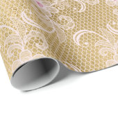 GOLD LACE ELEGANT BIRTHDAY WEDDING WRAP CADEAUPAPIER (Rol Hoek)