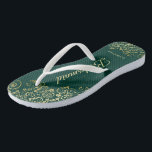 Gold Lace Elegant Emerald Green Bridesmaid Weddens Teenslippers<br><div class="desc">Deze elegante bruiloft teenslippers zijn een geweldige manier om je bruidsmeisjes te bedanken en te herkennen, terwijl ze hun voeten na een lange dag rust geven. Het prachtige ontwerp is voorzien van een elegant ontwerp met gouden fritten op een groene achtergrond met een smaragdkleur en fancy gouden letters. De tekst...</div>