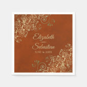 Gold Lace Elegant Rust Oranje Wedding Servet (Voorkant)