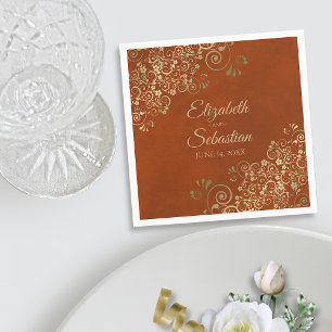  Gold Lace Elegant Rust Oranje Wedding Servet