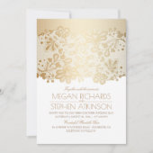Gold Lace Elegant  Wit Huwelijk Kaart (Voorkant)