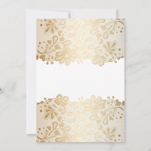 Gold Lace Elegant Wit Huwelijk Kaart (Achterkant)