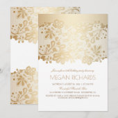 Gold Lace Elegant Wit Verjaardagsfeest Kaart (Voorkant / Achterkant)