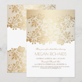 Gold Lace Elegant  Wit Vrijgezellenfeest Kaart