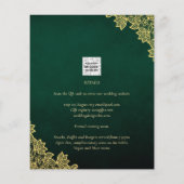 Gold Lace Emerald Green All-in-1 Wedding Invite QR Flyer (Achterkant)