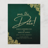 Gold Lace Emerald Green All-in-1 Wedding Invite QR Flyer (Voorkant)