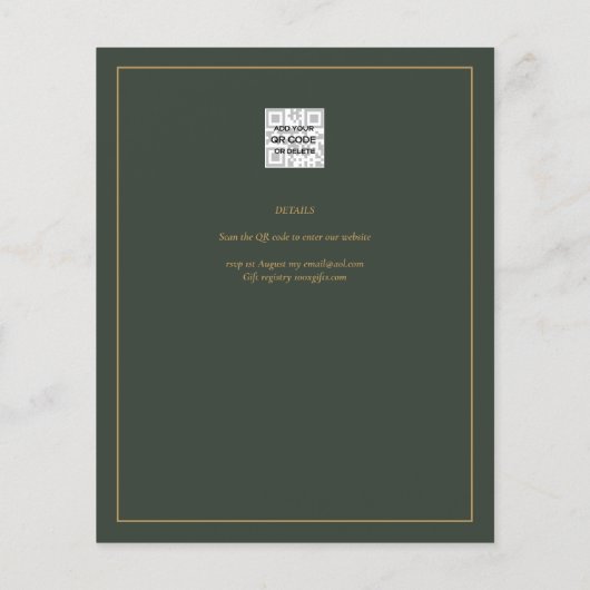 Gold Lace Emerald Green Baby shower Flyer (Achterkant)