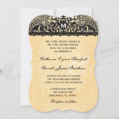 Gold Lace en Black  Damask Wedding V08 Kaart (Voorkant)