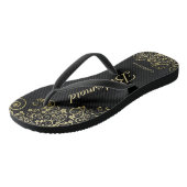 Gold Lace Frills Elegant Black Bridesmaid Weddensc Teenslippers (Schuin)