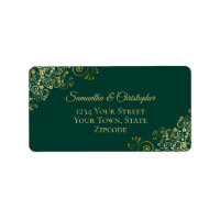 Gold Lace Frills op Emerald Green Wedding Address