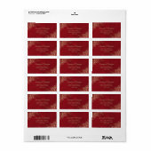 Gold Lace Frills op Red Elegant Wedding Address Etiket (Full Sheet)